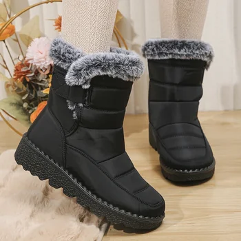 НОВ водоустойчив сняг ботуши за жени зимни обувки изкуствена кожа плюшени глезена ботуши жена плюс размер нехлъзгащ топъл памук Botas Mujer