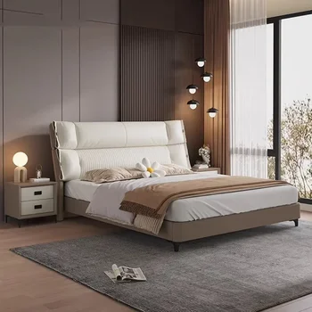 естетически уникален дървен двойно легло минималистичен спалня салон двойно легло спалня бяло letto matrimoniale домакински продукти