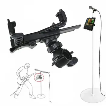 Въртяща се стойка за музикална стойка скоба за iPad Универсална стойка за микрофон за монтиране на кормило 360° 7 до 11inch таблет за таблет