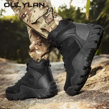 OULYLAN Военни тактически бойни ботуши Мъже Къмпинг на открито Катерене Туристически обувки Мъжки спортни обувки за сигурност Трекинг маратонки
