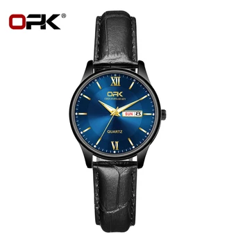OPK оригинален кварцов часовник за жени Comfprtable кожена каишка Waterpoof светлинен авто дата мода рокля дами ръчен часовник 8132