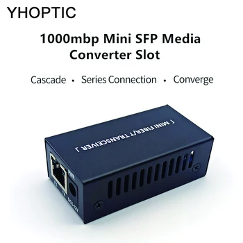Mini оптичен превключвател, 1000 / 100Mbp, SFP конвертор, приемо-предавателен модул, SFP, 1.25g, RJ45 порт, гигабит, оптичен превключвател