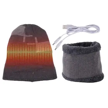 Електрически отопляем шал за шапка Зимен USB топъл шапка врата топло капачки отопляеми плетене Beanie термични шапки за ски бягане