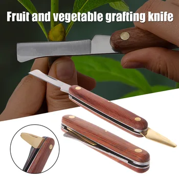 Нож за присаждане на растения Инструменти за присаждане Сгъваем нож за присаждане на подрязване Професионален резачка за присаждане на градина Нож с дървена дръжка