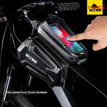  1 ~ 5PCS WHEEL UP Чанта за велосипеди Водоустойчива рамка за велосипеди Предна тръба Колоездачен пакет 6.7 В чанта за мобилен телефон с голям капацитет Portable
