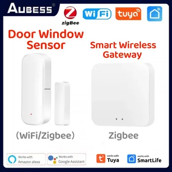  WiFi / ZigBee 3.0 Сензор за прозорци на вратите Детектор за домашна сигурност Алармена система за защита на сигурността за Alexa Google Assistant Tuya Smart Life App