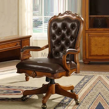 американски кожени офис столове модерни офис мебели мека възглавница облегалка стол начало лифт въртящ фотьойл ретро шеф