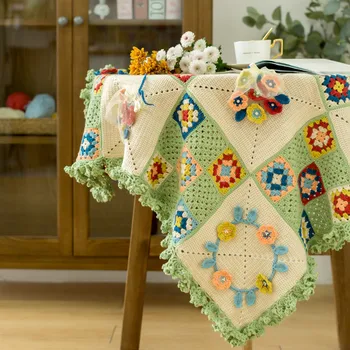 Семейството на Сюзън DIY комплект за плетене на една кука Цветен венец пачуърк одеяло материали пакет плетене на една кука одеяло комплект ръчно изработени консумативи