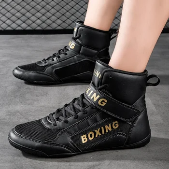 Професионална борба маратонки мъже жени плюс размер 47 боксови обувки мъж дишаща маратонки двойки добро качество борба обувка