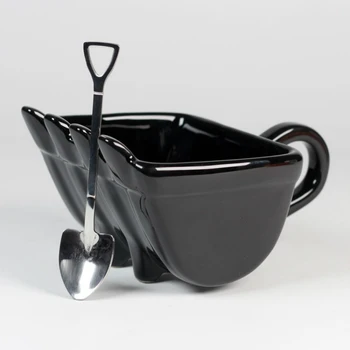 Смешни вода чаша оригиналност багер кофа моделиране кафе чаша керамика млечен сок чай чаша мач неръждаема стомана лопата лъжица