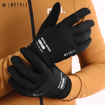 Mcycle водоустойчив термичен най-добрите ръкавици за каране на велосипеди Зимно докосване против хлъзгане велосипедни спортни ръкавици руно мъже колоездене отопляеми ръкавици