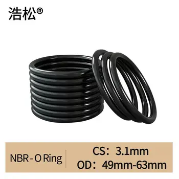 10pcs NBR O пръстен печат CS 3.1mm OD 49mm ~ 63mm Spacer масло съпротива шайба кръгла форма черен нитрил бутадиен каучук