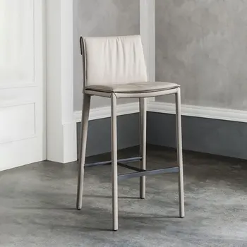 Луксозен прост бар стол Nordic Design маникюр кафе брояч стол сив бръснар Сандалие Cadeira Stuhl балкон мебели HD50BY
